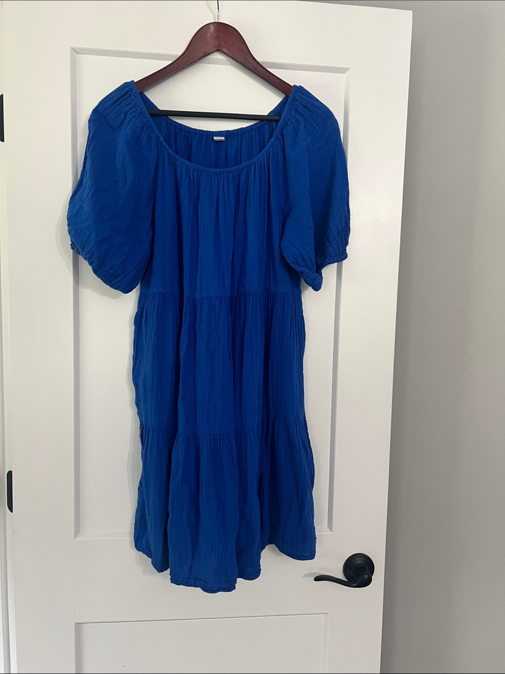 Old Navy Blue Puff Sleeve Tiered Dress